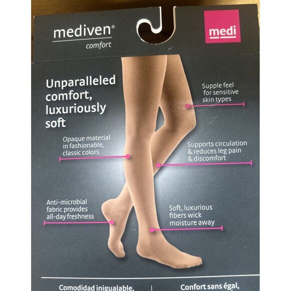 Mediven Comfort Black Pantyhose Closed Toe Compression Stockings 15-20 Size 3 - Picture 6 of 8